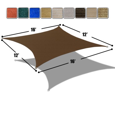 Alion Home Alion Home HDPE Rectangle Dark Brown Sun Shade Sail Permeable Canopy For Patio Pool Deck Porch Garden 12' x 16'   
